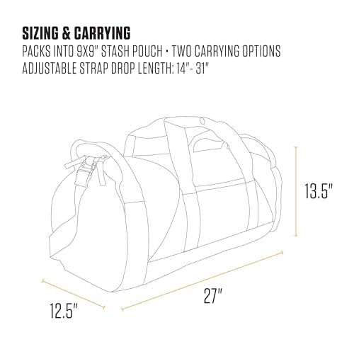 Carhartt Classic Round Duffel with Utility Pouch, Heavy-Duty, Water-Resistant Packable Gear Bag for Jobsite, Gym, and Travel - color: Port, style: 60l