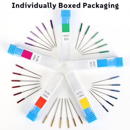 30Pcs Universal Sewing Machine Needles, Regular Point Sewing Needles | Bright Color, Sizes 9, 11, 14, 16, 18, Suitable for Singer, Brother, Janome sewing machines - color: 30pcs 9 11 14 16 18