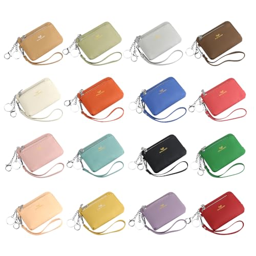 Royal Bagger Women's Genuine Leather RFID Coin Purse for Women, Multi-Zipper Clutch Wallet with Keychain & Wristlet 1903 (Coffee) - color: Coffee