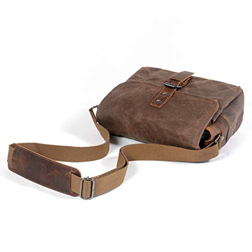 SLR Camera Bag, Waterproof Wax Canvas Bag Vintage Camera Case Messenger Bag with Interlayer Pad