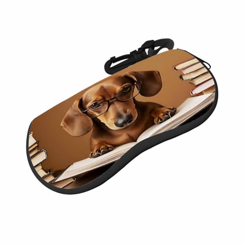 IBILIU Eyeglasses Case Circuit Board Ultra Light Neoprene Sunglasses Case,Soft Reading Glasses Case For Women Men - color: Dachshund