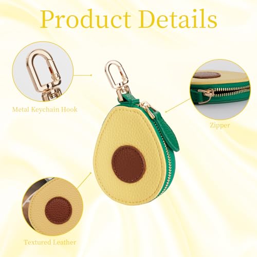 Fruit Coin Purse Bag Charm Keychain, Mini Charm Kawaii Leather Coin Purse Pouch Holder for Airtag Handbag Tote Wallet - color: Avocado-1
