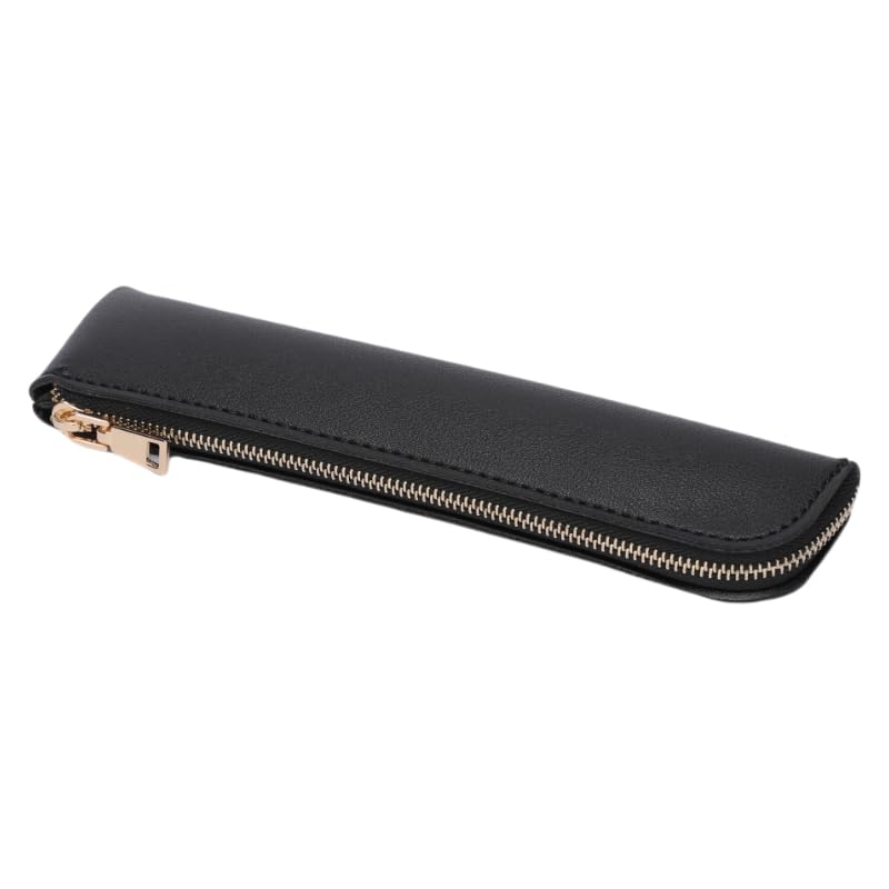 Slim Pencil Case Small Pencil Pouch Pen Case (Black/FL) - color: Black