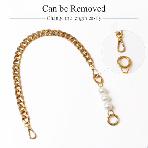 Chunky Purse Chain Handles | Short Strap Replacement for Handbag, Set of 2, 17.7 & 5 Inches Long - color: Brass