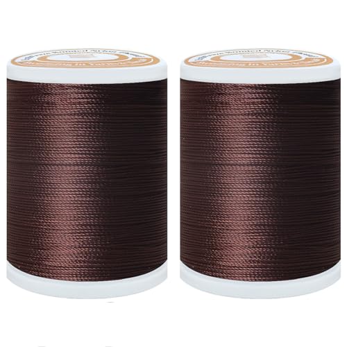 Bonded Nylon Thread Heavy Duty Sewing Thread Size #40 Tex75 Threads for Sewing Leather, Canvas, Shoes, Outdoor Upholstery Threads 2-Pack (350Yards Each)(Espresso Brown) - color: Espresso Brown