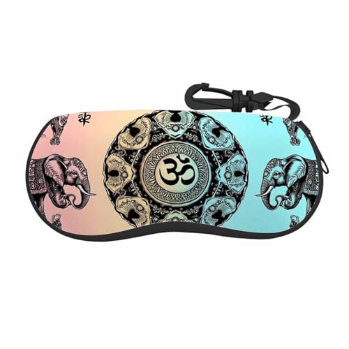IBILIU Eyeglasses Case Circuit Board Ultra Light Neoprene Sunglasses Case,Soft Reading Glasses Case For Women Men - color: Elephant Mandala