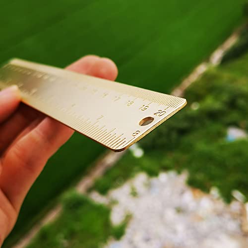 8 Inch Brass Ruler, Ideal for Carpenters, Sewers, Students, Modern Design, Solid Brass Construction