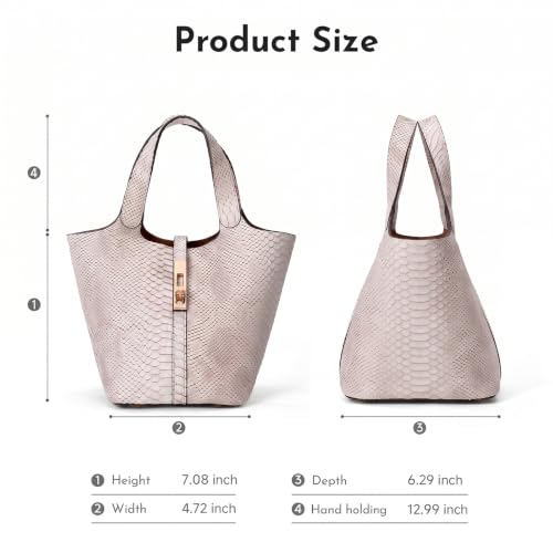 Tote Bag for Women Top Handle Handbag Satchel Bag for Women Vegan Leather Lock Design Bucket Purse for Work Evening - color: Be