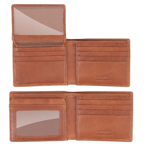 Mens Genuine Leather Flip ID Wallet RFID Blocking 8 Credit Card Slots 2 ID Windows 2 Sections for Bills 3 Hidden Pockets | Tan - color: Tan, size: 8 Card + 2 ID