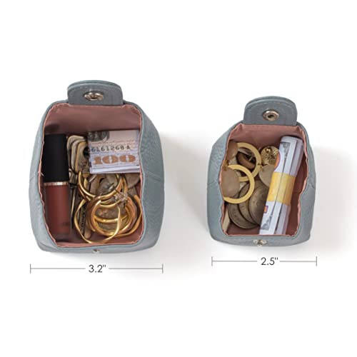 Cockatoo Genuine Leather Coin Pouch Change Holder, Mini Snap Pocket Wallet for Men Women (Cobra, Set of L&S) - color: Cobra, size: Set (Large & Small)
