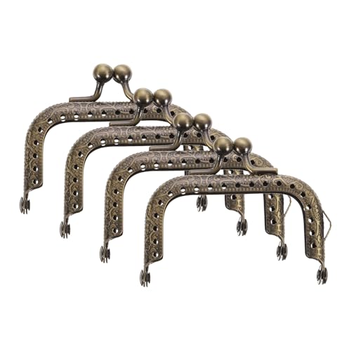 uxcell 4 Pcs Metal Purse Frame, 6.5cm/2.6" Retro Rectangle Kiss Lock Clasp Frame Embossed for Purse Making, Handled Bag, Coin Bag Clutch Bag, Frame Hardware Replacements (Bronze) - size: 2.6"
