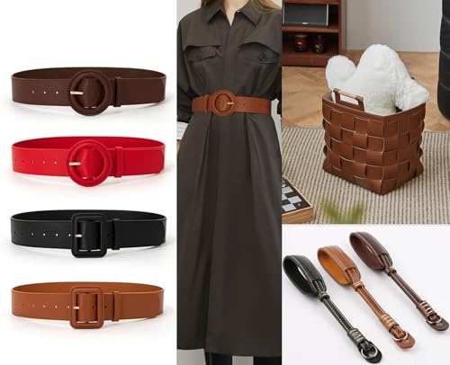 Picheng Faux Leather Strap for Crafts: 2 Inch Wide 138" Long Leather Strips - color: Brown, size: 2 Inch