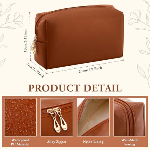 Kigeli Leather Makeup Bag PU Leather Cosmetic Pouch Wide-open Waterproof Toiletry Organizer with Dividers Travel Bag Birthday Valentine's Day Gifts for Women Friend Sister Daughter BFF(Brown) - color: Brown