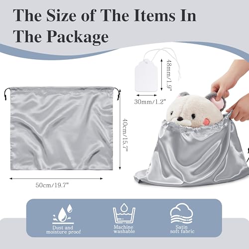 Ersmak 6 Pack Dust Bags for Handbags - Grey Silk Dust Cover Bag for Purses Shoes - Satin Drawstring Dustproof Bags for Travel Storage - 19.7 x 15.7 In - color: Grey, size: 19.7 x 15.7 In