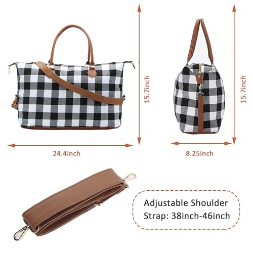 Weekender Bag Duffle Bag For Women Large Travel Tote Bag Overnight Weekend Bags With Shoulder Strap Cow Leopard Atzec… - color: White
