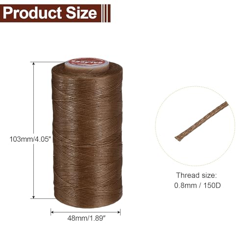 uxcell Flat Leather Sewing Waxed Thread, 270m / 295 Yards Polyester Wax String, 150D Wax Stitching Cord for Leather Crafts, Bookbinding, Bracelets Braided, Brown - color: Brown