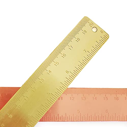 8 Inch Brass Ruler, Ideal for Carpenters, Sewers, Students, Modern Design, Solid Brass Construction