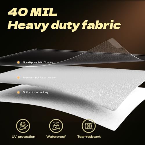 Marine Vinyl Fabric Faux Leather Upholstery, 1mm Thick, Waterproof & UV Resistant, Cotton Backing, Boat, Automotive, Crafting & Outdoor Pleather – 108" x 54" (3 YD), White - color: White, size: 3YD(108"x 54")-Folded