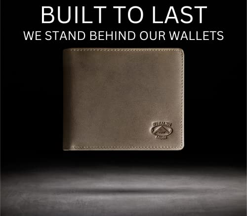 Stealth Mode Leather Bifold Wallet for Men With ID Window and RFID Blocking - color: Taupe