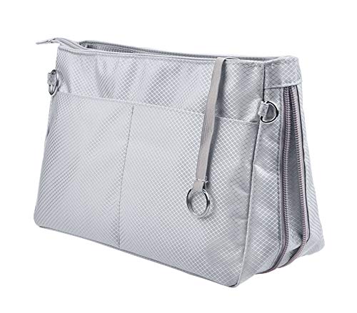 Vercord Expandable Nylon Handbag Purse Organizer Insert Liner Shaper Bag in Bag Beige Grey XLarge - color: Beige Grey, size: X-Large
