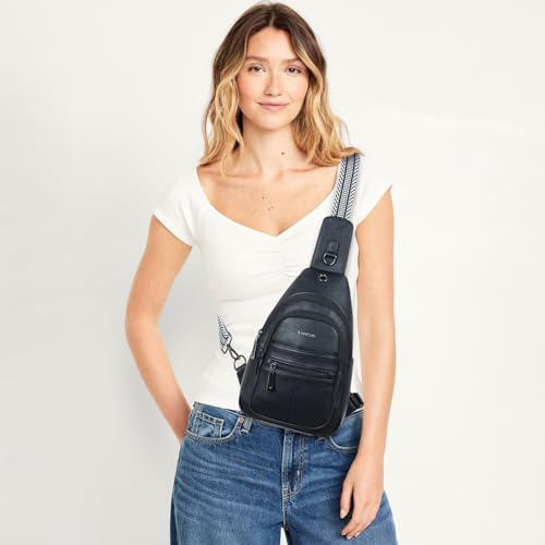 Leresas 7L Sling Bag for Women Vegan Leather Crossbody Purse Chest Bags Fashionable Trendy Fanny Pack with Travel, Black - color: 7l-m-black, size: 7L