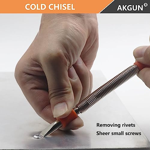 2-Piece Hammerless 5/16-Inch Cold Chisel and 1/8-Inch Center Punch Set | Spring Loaded Rivet Removal Set for Metal Wood - size: Cold Chisel and Center Punch