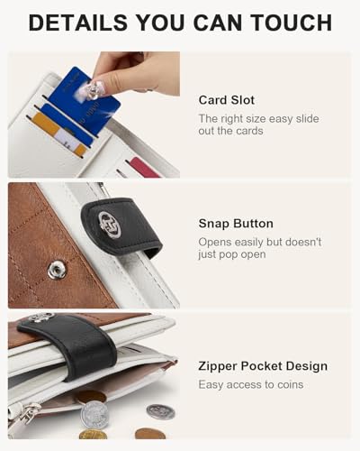 BOSTANTEN Small Wallet for Women RFID Blocking Leather Compact Card Holder | Zipper Coin Pocket, Bifold, Minimalist, Fits Small Purses, Travel, Quilted, Perfect Gifts, Brown＆Beige＆Black - color: Brown＆Beige＆Black