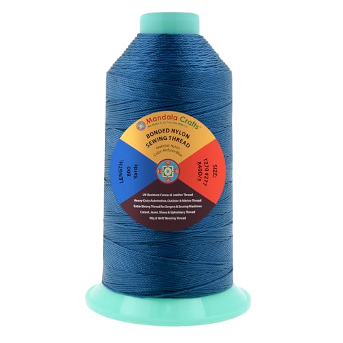 Mandala Crafts Size 277 840D T270 Airforce Blue Bonded Nylon Thread 800 YDs - color: Airforce Blue, size: T270 #277 840D/3 800 Yards