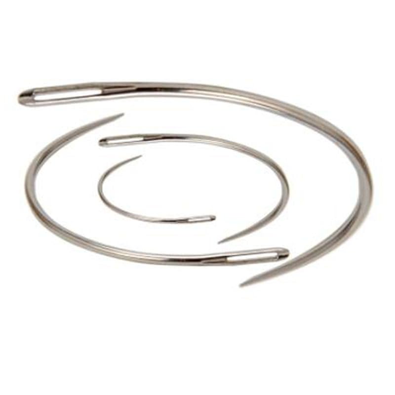 4 Pcs Silver Curved Leather Sewing Needles, Heavy Duty, Set for Weaving, Crafts and Repairing