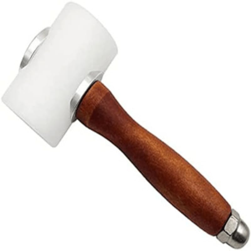 7.4in Nylon Head Leather Carving Mallet - Wooden Handle Leathercraft Hammer for DIY Leather Crafting, Stitching & Punching (T shaped)