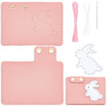 Rabbit Credit Card Bag Sewing Set DIY Genuine Leather Purse Making Kit Handmade Small Purse Crochet Knitting Supplies for Women DIY Birthday Bridal Wedding Gift(Pink) - color: Pink
