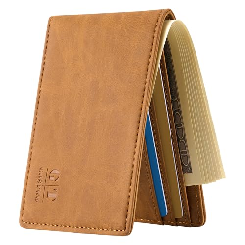 Gostwo RFID Blocking Bifold Wallet for Teen Boys & Men, Credit Card Holder - color: Brown