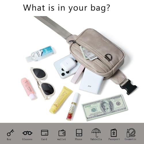Leresas 2L Fanny Packs for Women Vegan Leather Belt Bag Crossbody Bag Small Chic Waist Sling Bag Waterproof Running Travel Light Grey - color: Light grey