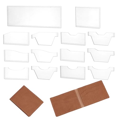 14 Pcs Acrylic Wallets Templates Stencil DIY Leather Wallet Template Purse Making Pattern Stencils Transparent Moneybag Template for Purse Women Leather Hand Crafts Lovers DIY Beginner