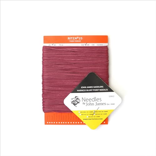 Bishop 0.6mm RITZA 25 Tiger Thread for Leather Craft | Waxed Polyester Saddlers Thread