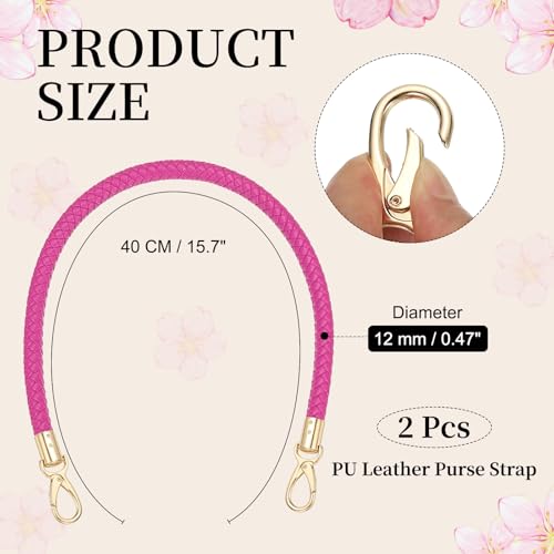 PATIKIL Braided Purse Straps PU Leather - color: Rose Red, size: 23.6"