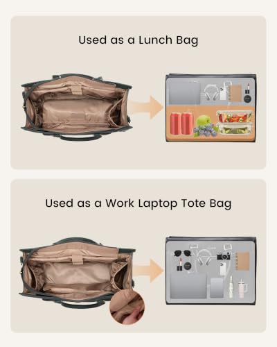 LOVEVOOK Laptop Tote Bag for Women, Large Work Computer Bag with Cup Holder - color: Classic Embossed Green, size: 17.3 Inch