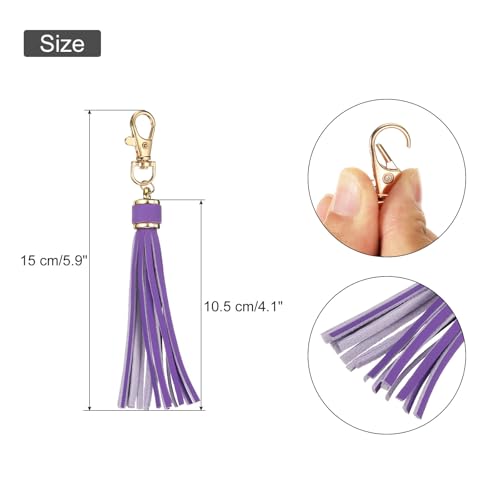 uxcell 10pcs PU Leather Tassels, 6 Inch Keychain Tassel Charm Tassel Purse Charm with Lobster Swivel for Jewelry Making, Handbag, DIY Crafts, Phone Straps (Dark Purple) - color: Dark Purple