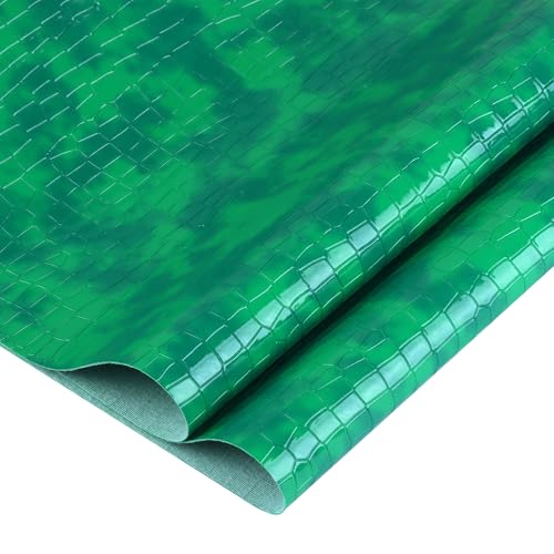 HGUAN Crocodile Skin Texture Faux Leather Sheets Fabric 12"x53"(30cm X 135cm) Used for DIY Sewing Keychain Leather Earring Project (Green) - color: Green