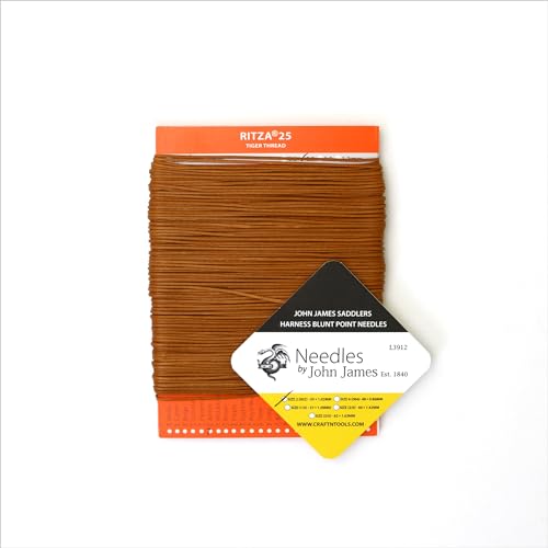 Amber Glow RITZA 25 Tiger Thread for Leather Craft | Waxed Tiger Thread | 1.2mm Polyester - color: 1,2 mm - Amber Glow - 50 meters