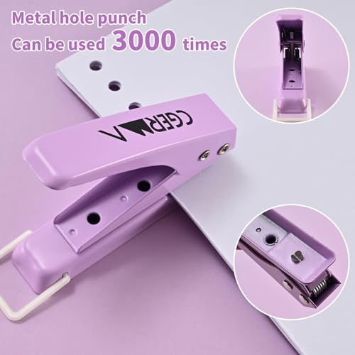 Single Hole Puncher, 1/4" Hole, 50% Labor Savings, Heavy Duty Metal Punch, 15 Sheet Capacity, for ID Cards, Chipboard, Art Project, Crafts Easy Punching, Purple - size: Purple 1 Pack