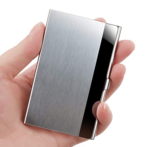 Business Card Holder, Slim Business Card Case for Men & Women, Pocket Metal Card Case, Professional Stainless Steel Business Card Holders, Purse Name Card Holder, Buckle Style Shut - style: Silver