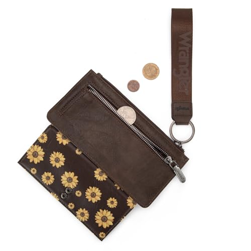 X Wrangler Western Wallet for Women Card Cases & Money Organizers Wristlet Wallet with Zipper Pocket - color: X Coffee