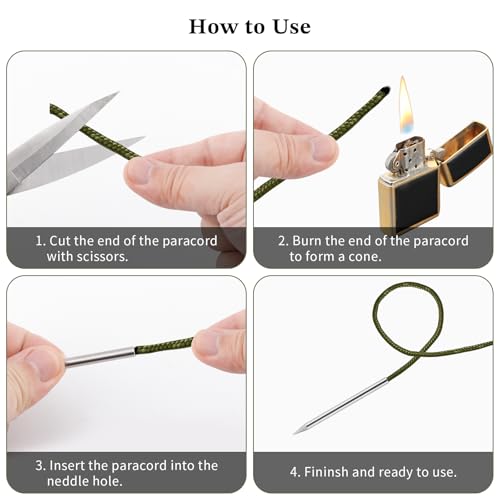 3Pcs Stainless Steel Paracord FID Set Paracord Lacing Needle Tools with Smoothing Tool Paracords Needles Lacing Stitching Weaving Needles for Laces Strings Leather Weaving and Paracords Bracelet
