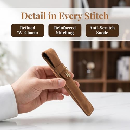 Personalized Initial PU Suede Pen Pouch - Office and Professional Storage Accessory, Ideal Gift for Coworkers (W) - color: W