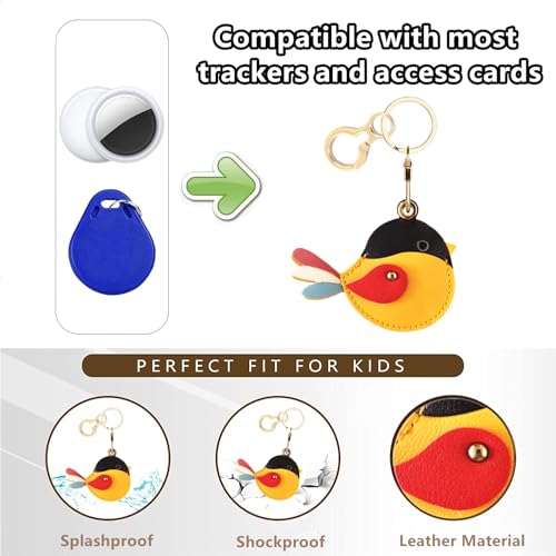BORKUANA PU Leather Keychain holder Protective Case Compatible with AirTag - color: Bird a