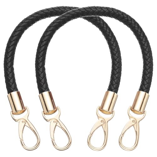 uxcell 2 Pcs Leather Purse Strap, 15.7 Inch PU Leather Braided Purse Replacement Shoulder Strap for Handbags with Buckle for DIY Handbag Purse Making, Black - color: Black
