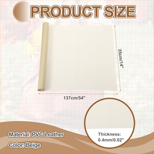 MECCANIXITY Leather Repair Patch 14"x54" Self-Adhesive Leather Vinyl Repair Tape Kit for Furniture Couches Sofa Chair Car Boat Seats Jackets, Beige - color: Beige