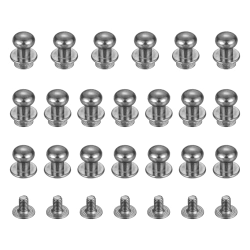TIXIPEM 8mm Ball Head Stud Rivets Screw Back [20Pcs] - Metal Round Head Button Nipple Rivet Use for Bag & Belt & Handbag & Leather Craft & DIY Decoration - [Dark Silver] - color: Dark Silver, size: 8mm