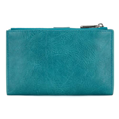Wrangler Wallet for Women Bifold Card Holder with Zipper and ID Window - color: A-Turquoise